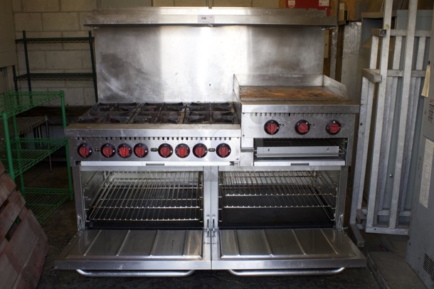 MoTak MR10-G24-C-S 60" 6 Burner Gas Range w/ Griddle & (2) Standard Ovens, Convertible, 360000BTU - Image 7 of 8