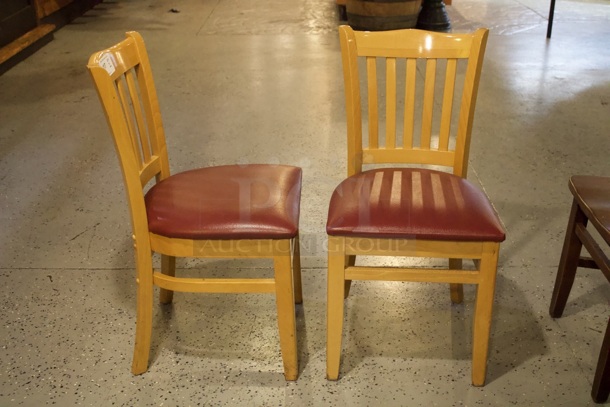 HIGH QUALITY! Cushioned Seat Wood Vertical Ladder Back Chairs. 2x Your Bid - Image 3 of 3