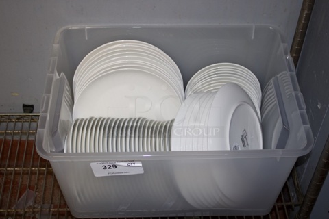 Boxes Of Mainstays Different Sized Dinner Plates. 