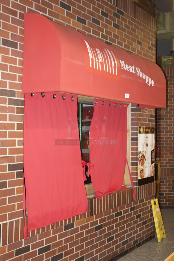 Large Red Awning With Drapes.  - Image 2 of 3