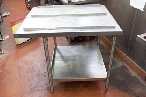 Steel Table With Rails And Under-Shelf. 42x36x36