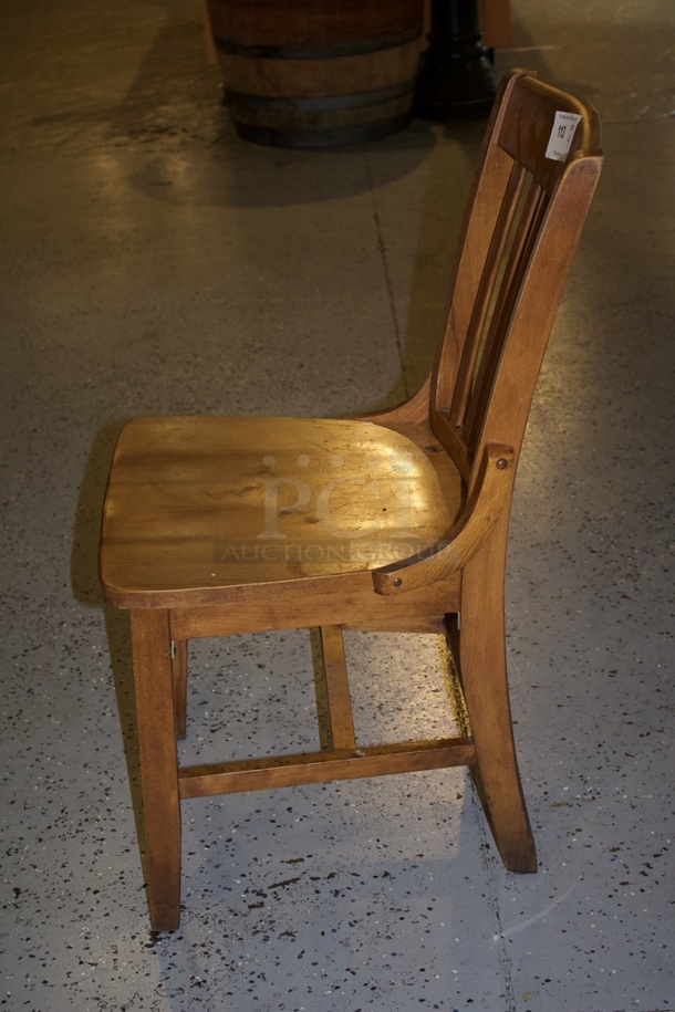 SOLID CRAFTSMANSHIP! Set Of 4 Wooden Ladder Back Chairs. 
18x13x35
some chairs are darker than others.  - Image 2 of 4