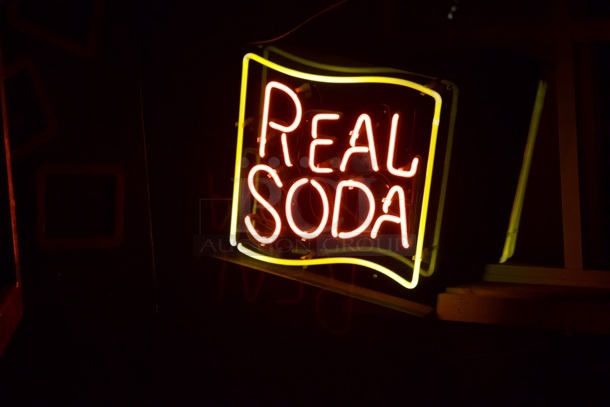 AWESOME! Yellow And Red “Real Soda” Neon Sign - Image 2 of 2