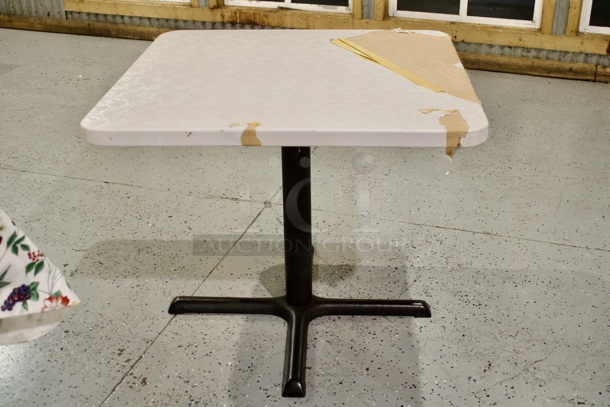 34in x 34in Restaurant Table With Standard Column Base & Flower Pattern Table Cloth.   - Image 2 of 4