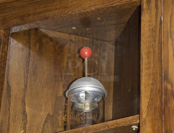 FUNCTIONAL DECORATIONS! (1) Vintage Glass and Metal Food Chopper Jar with Wood Chopping Block &  (4) Locking Glass Mason Jars With Air Tight Seals. 5x Your Bid - Image 2 of 4