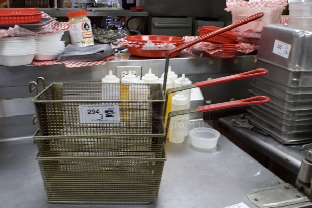 Set of (3) 13"x5" Fry Baskets, Red Handle. 3x Times Your Bid - Image 1 of 6