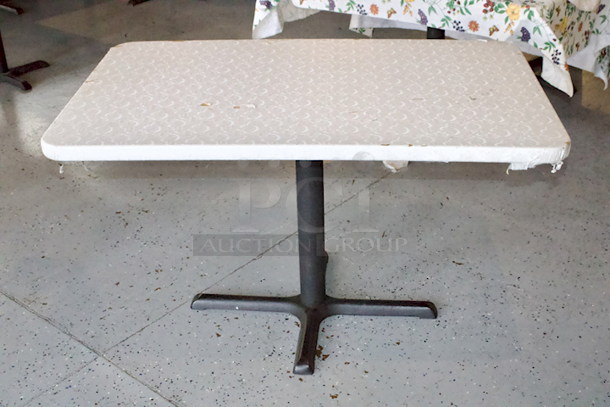 AWESOME! 48in x 30in Restaurant Table With Standard Column With Cross-Base & Flower Pattern Table Cloth. - Image 2 of 7