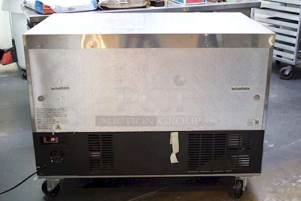 LIKE NEW! Cooler Depot UUC 48R-E-HC Solid 2-Door Under Counter Refrigerator On Commercial Casters With PVC Coated Shelf. Tested In Perfect Working Order. 
 - Image 5 of 8