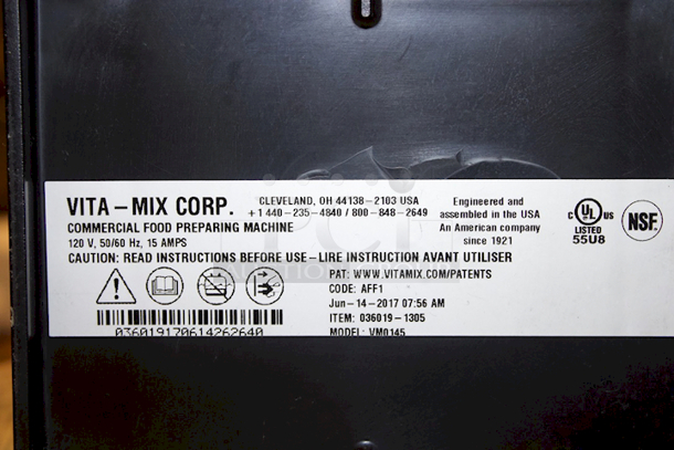 SWEET! Vita-Mix Corp. VM0145 The Quite One Commercial Blender / Food Preparing Machine With 48oz Cup. 
120 V, 50/60 Hz, 15 AMPS - Image 7 of 7