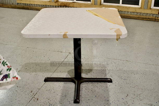34in x 34in Restaurant Table With Standard Column Base & Flower Pattern Table Cloth.   - Image 2 of 5