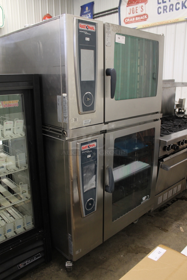 2 2013 Rational Stainless Steel Commercial Combitherm Self Cooking Center Convection Ovens on Commercial Casters. Top Model: SCC WE 62. Bottom Model: SCC WE 102. 480 Volts, 3 Phase. 2 Times Your Bid!
 - Image 1 of 8