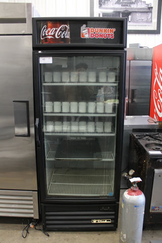 2013 True GDM-26EM-LD ENERGY STAR Metal Commercial Single Door Reach In Cooler Merchandiser w. Poly Coated Racks. 115 Volts, 1 Phase. Tested and Working!