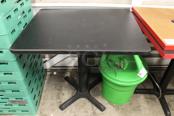 2 Black Dining Height Tables on Black Metal Table Base. 2 Times Your Bid! - Image 1 of 4