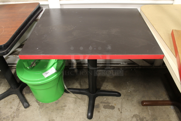 2 Black Dining Height Tables on Black Metal Table Base. 2 Times Your Bid! - Image 1 of 4