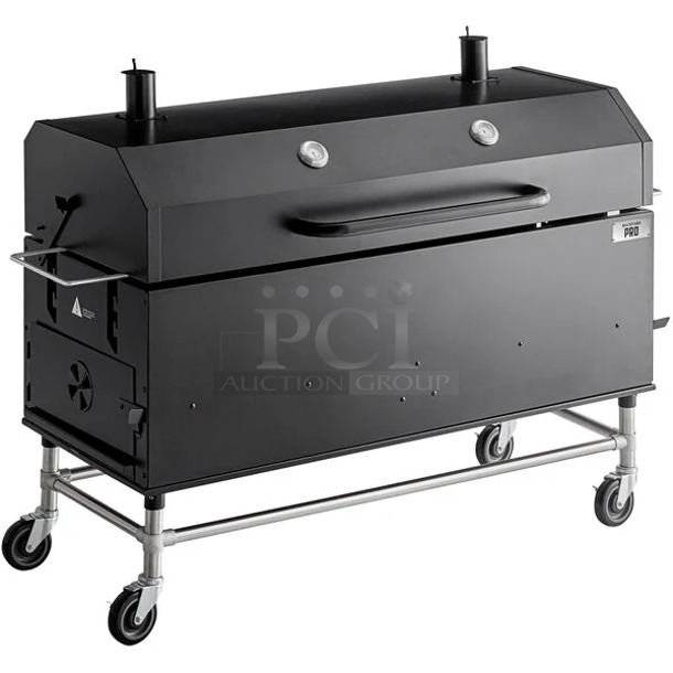 BRAND NEW SCRATCH AND DENT! Backyard Pro 554SMOKR60KD 60" Charcoal / Wood Smoker Grill with Adjustable Grates and Dome.  - Image 1 of 6