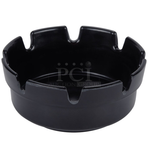 9 Boxes of 12 BRAND NEW IN BOX! Choice 407TRAYASHBK 4 1/4" x 1 3/4" Black Plastic Ashtray. 9 Times Your Bid! - Image 1 of 5