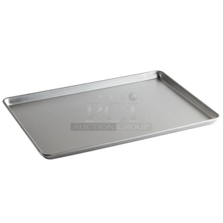 6 BRAND NEW SCRATCH AND DENT! Baker's Mark 407BUNHALFDB Half Size 18 Gauge Non-Stick 13" x 18" Dark Blue Wire in Rim Aluminum Bun / Sheet Pan / Tray. 6 Times Your Bid!