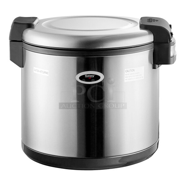 BRAND NEW SCRATCH AND DENT! 2023 Galaxy 177RWG90 Stainless Steel Commercial Countertop Rice Cooker. 120 Volts, 1 Phase. Tested and Working! - Image 1 of 4