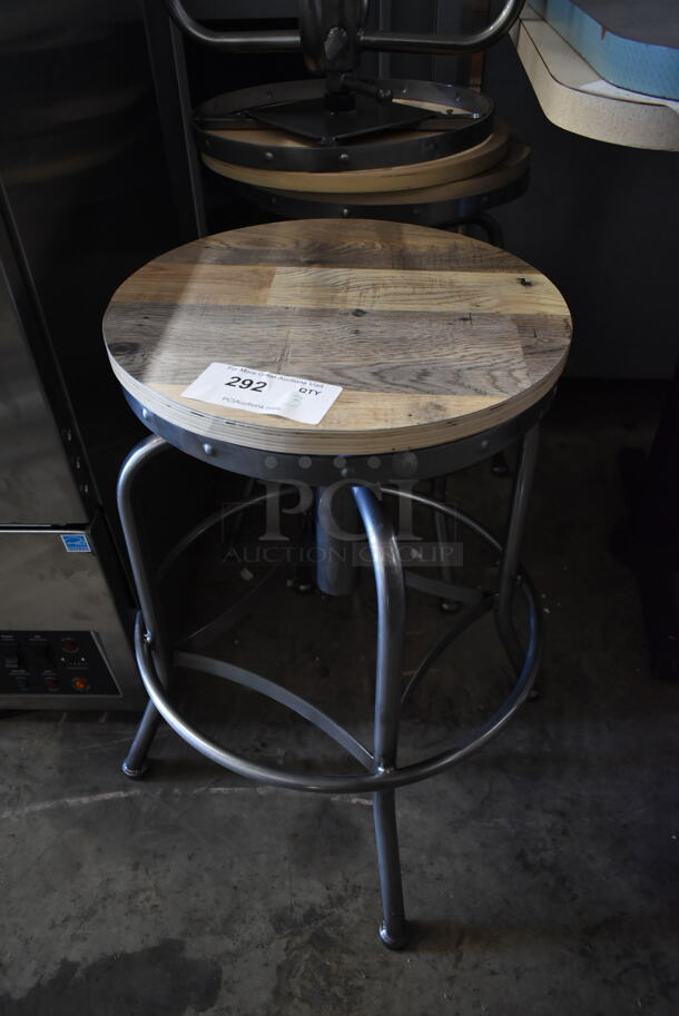 3 BRAND NEW SCRATCH AND DENT! Metal Bar Stools w/ Wooden Seat. 3 Times Your Bid! - Image 4 of 5
