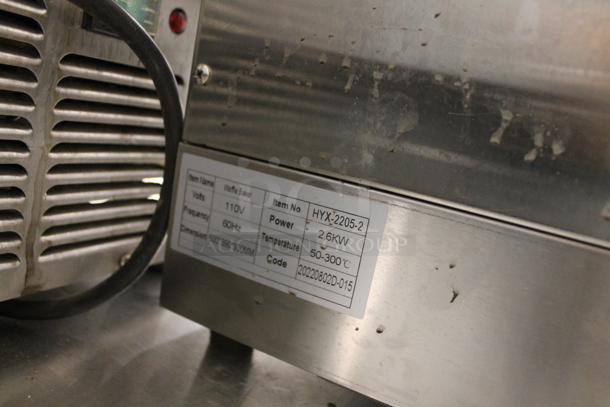 HYX-2205-2 Stainless Steel Commercial Countertop Double Waffle Maker. 110 Volts, 2 Phase. Tested and Working!
 - Image 5 of 5