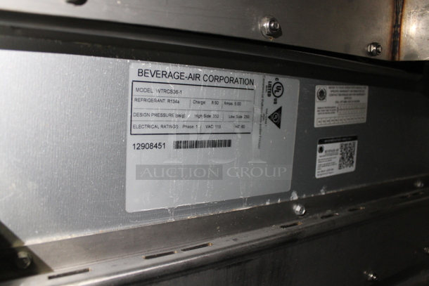 Beverage Air WTRC36-1 Stainless Steel Commercial 2 Drawer Chef Base on Commercial Casters. 115 Volts, 1 Phase. Tested and Powers On But Does Not Get Cold - Image 4 of 4