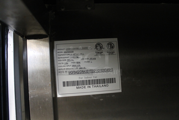 2021 Atosa MGF8402GR Stainless Steel Commercial 2 Door Undercounter Cooler. 115 Volts, 1 Phase. Tested and Working! - Image 4 of 5