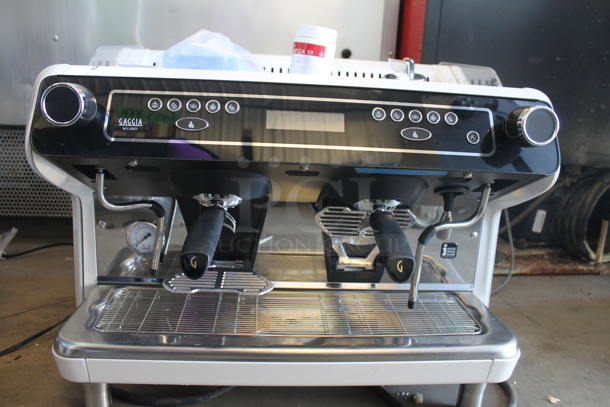 BRAND NEW SCRATCH AND DENT! 2021 Gaggia La GIUSTA 2GR Stainless Steel Commercial Countertop 2 Group Automatic Tall Espresso Machine w/ 3 Portafilters and 2 Steam Wands. 220 Volts, 1 Phase.  Tested and Working! - Image 11 of 11