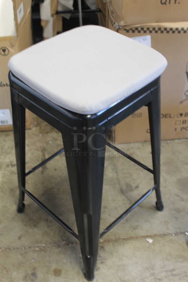 8 BRAND NEW SCRATCH AND DENT! Black Metal Tolix Style Stools w/ Seat Cushion. 8 Times Your Bid! - Image 5 of 7