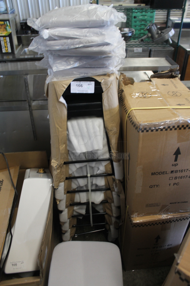 8 BRAND NEW SCRATCH AND DENT! Black Metal Tolix Style Stools w/ Seat Cushion. 8 Times Your Bid! - Image 7 of 7