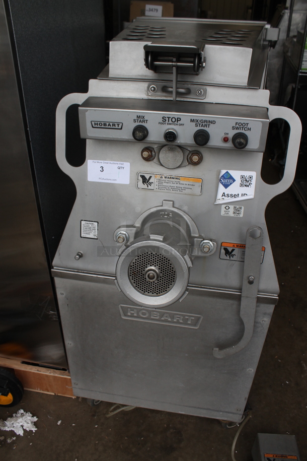 2018 Hobart MG2032 Metal Commercial Floor Style Electric Powered Meat Grinder w/ Foot Pedal on Commercial Casters. 208 Volts, 3 Phase. - Image 3 of 8