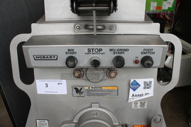 2018 Hobart MG2032 Metal Commercial Floor Style Electric Powered Meat Grinder w/ Foot Pedal on Commercial Casters. 208 Volts, 3 Phase. - Image 4 of 8