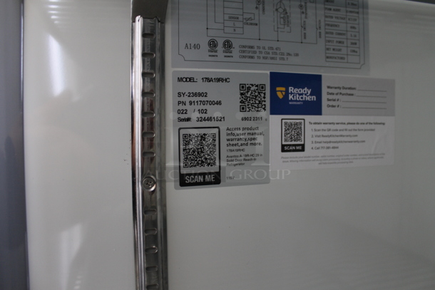 BRAND NEW SCRATCH AND DENT! 2023 Avantco 178A19RHC Stainless Steel Commercial Single Door Reach In Cooler w/ Poly Coated Racks. 115 Volts, 1 Phase.  Tested and Working! - Image 7 of 7