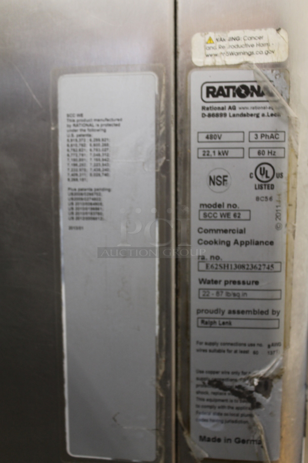 2 2013 Rational Stainless Steel Commercial Combitherm Self Cooking Center Convection Ovens on Commercial Casters. Top Model: SCC WE 62. Bottom Model: SCC WE 102. 480 Volts, 3 Phase. 2 Times Your Bid!
 - Image 7 of 8