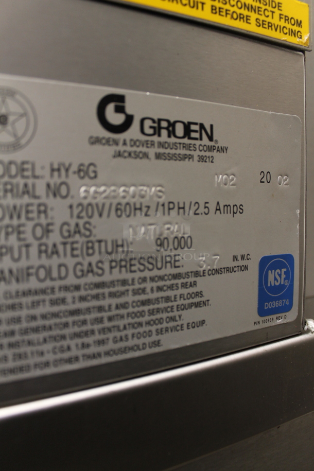 Groen HY-6G HyPer Steam Stainless Steel Commercial Natural Gas Powered 2 Deck Steam Cabinet. 90,000 BTU.  - Image 6 of 6