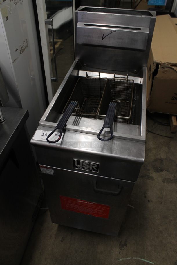 USR Cooking CF-40 Stainless Steel Commercial Floor Style Natural Gas Powered Deep Fat Fryer. 90,000 BTU.  - Image 3 of 8