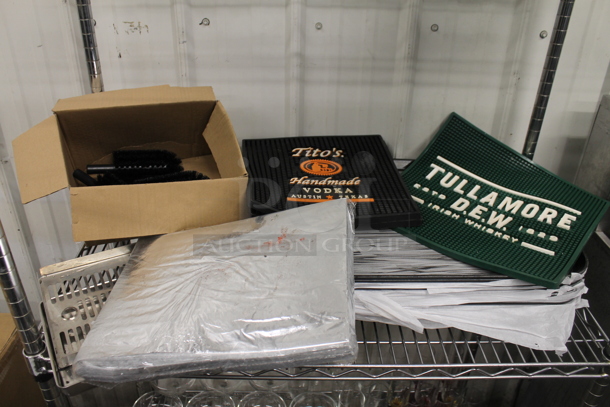 ALL ONE MONEY! Lot of Various Items Including Bar Mats and Glass Cleaner Brushes - Image 1 of 8