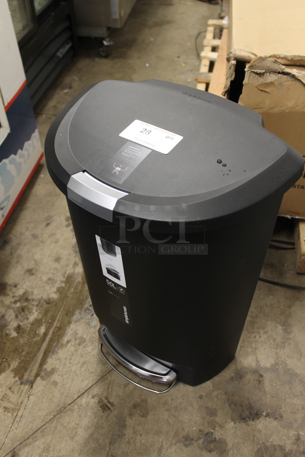 BRAND NEW SCRATCH AND DENT! SimpleHuman Black Poly Trash Can. - Image 2 of 6