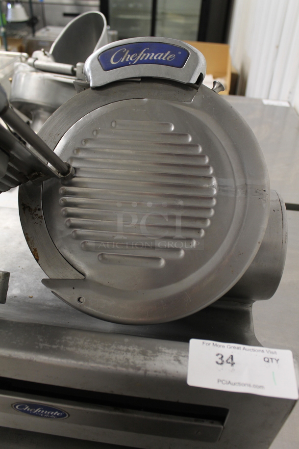 Globe Chefmate Stainless Steel Commercial Countertop Automatic Meat Slicer w/ Blade Sharpener. 115 Volts, 1 Phase. Tested and Working! - Image 5 of 7
