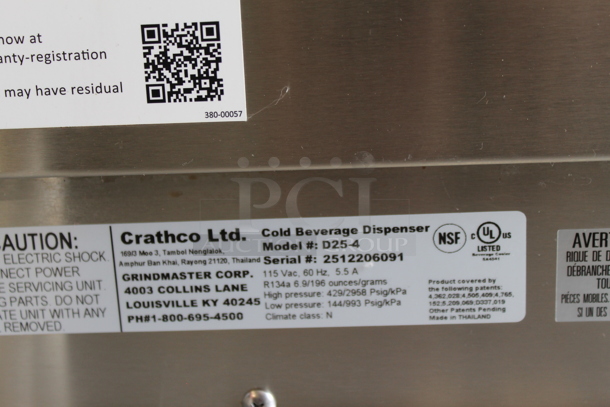 Crathco D25-4 Stainless Steel Commercial Countertop 2 Hopper Refrigerated Beverage Machine. 115 Volts, 1 Phase. Tested and Powers On But Does Not Get Cold - Image 5 of 5
