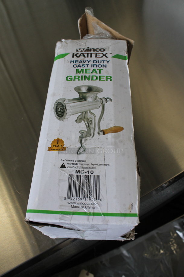 BRAND NEW IN BOX! Winco Kattex MG-10 Heavy Duty Cast Iron Meat Grinder.  - Image 9 of 9