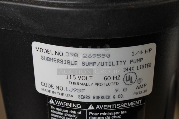 BRAND NEW SCRATCH AND DENT! Sears Craftsman Submersible Portable 1/4 HP Utility Pump - Image 4 of 5