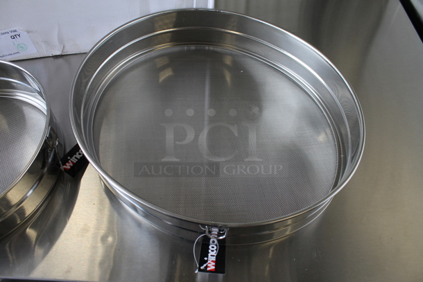 3 BRAND NEW SCRATCH AND DENT! Winco Stainless Steel Sieves; 10", 14", 16". 3 Times Your Bid!  - Image 3 of 7