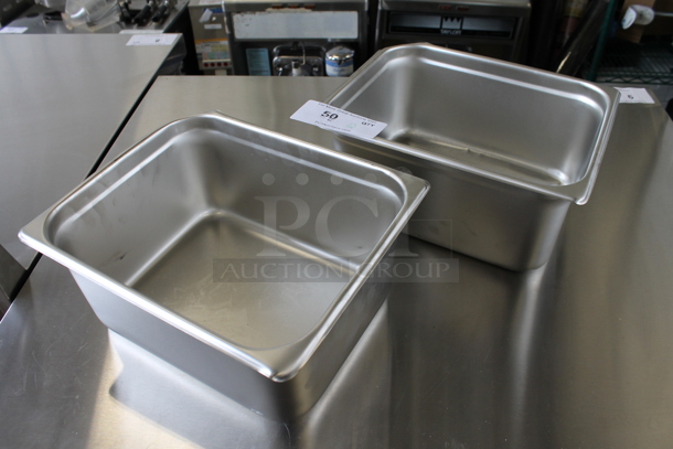 2 Stainless Steel 1/2 Size Drop In Bins. 1/2x6. 2 Times Your Bid!  - Image 1 of 4