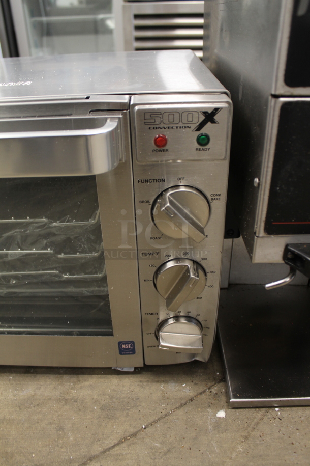 BRAND NEW IN BOX! Waring 500X Stainless Steel Commercial Countertop Electric Powered Half Size Convection Oven w/ View Through Door and Thermostatic Controls. 120 Volts, 1 Phase. Tested and Working! - Image 2 of 4