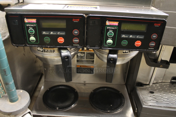 2014 Bunn AXIOM 2/2 TWIN Stainless Steel Commercial Countertop 4 Burner Coffee Machine w/ 2 Stainless Steel Brew Baskets. 120/208-240 Volts, 1 Phase.  - Image 2 of 5