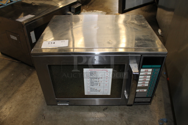 Sharp R-23GT Stainless Steel Commercial Countertop Microwave Oven. 208/240 Volts, 1 Phase.  - Image 1 of 6
