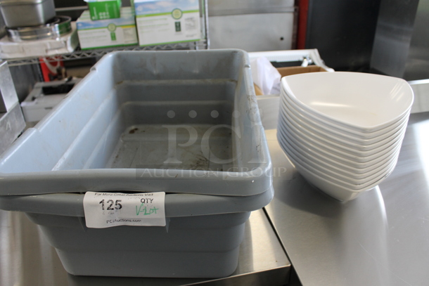 ALL ONE MONEY! Lot of 2 Gray Ply Bins and White Bowls - Image 1 of 5