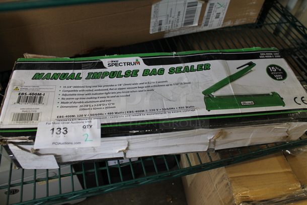 2 BRAND NEW! Winco Spectrum EBS-400M-1  Metal Countertop Impulse Sealers. 220 Volts, 1 Phase. 2 Times Your Bid!  - Image 5 of 6