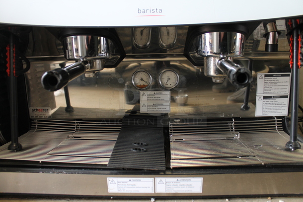Schaerer Barista Metal Commercial Countertop 2 Group Espresso Machine w/ 3 Portafilters, 2 Hoppers and 2 Steam Wands. 208/240 Volts, 1 Phase.
 - Image 5 of 9