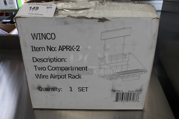 BRAND NEW IN BOX! Winco APRK-2 Two Compartment Wire Airpot Rack. - Image 1 of 3